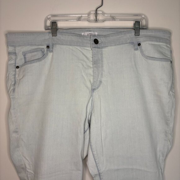 LOFT PLUS Modern Skinny 24 Women Cropped Blue Raw Edge Tapered 5 Pocket Stretch - Picture 1 of 7